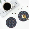 thumbnail image 4 of Honeii Spaceships And Stars In Outer Space print Leather Coaster Set of 4, ideal for safeguarding your furniture from drinks spills and effortless cleanup-Round Shape, 4 of 6