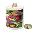 thumbnail image 3 of Butterflies Piggy Bank, Butterfly Wings Consisting of Twisted Lines Modern Abstract Design, Ceramic Coin Bank Money Box for Cash Saving, 3.6" X 3.2", Multicolor, by Ambesonne, 3 of 4