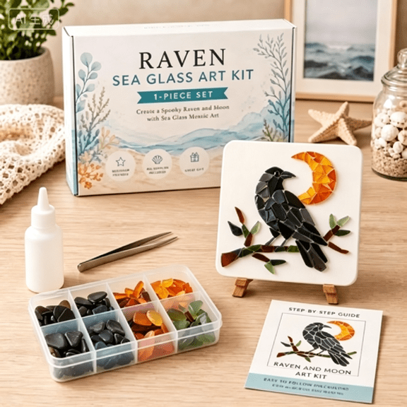 Halloween DIY Sea Glass Art Kit - Fun Educational Art Tools Living Room Wall Decor Craft Kits for Adults Creative Mindful Activity Creative Expression Tools Aesthetic Room Accessories