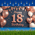 thumbnail image 7 of Rose Gold Decorative Happy Birthday Banner Celebration Balloon Festive Glitter Confetti Birthday Party Backdrop for Milestone Event Indoor Party Decoration Photo Prop, 7 of 7
