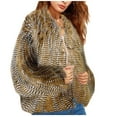 thumbnail image 5 of Ofreoo Winter Coats for Women Faux Fur Collar Classic Leopard Medium Long Jacket,Holiday,Wedding,Party Christmas Clearance, 5 of 6