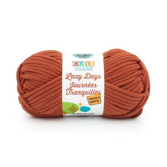 Lion Brand Yarn Cover Story Lazy Days Thick & Quick Pumpkin Super Bulky Polyester Orange Yarn 1 Skein
