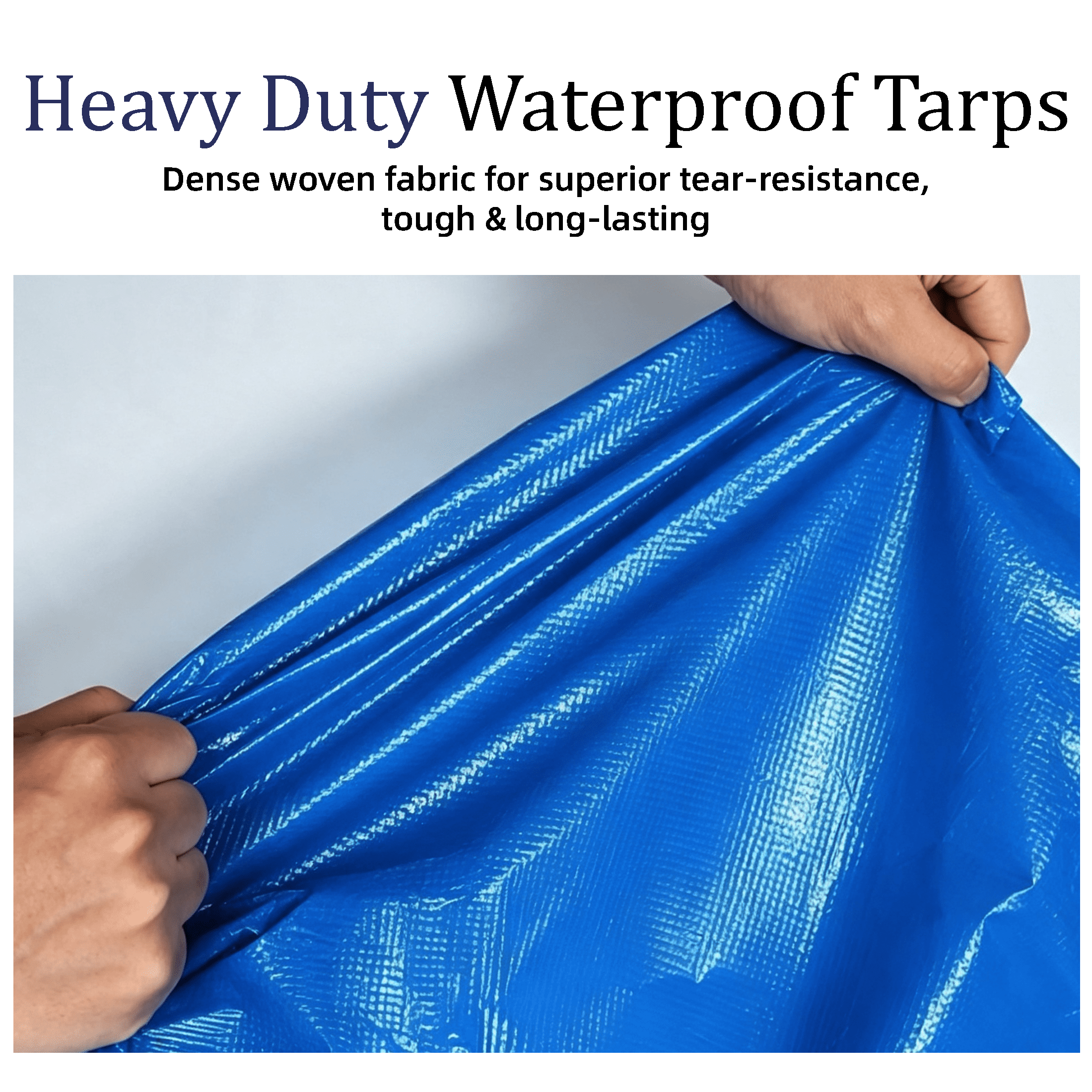 6.5x8.2 Ft Blue Poly Tarp, Multi-Purpose Waterproof Tear Resistant Cover With Reinforced Corners & Ropes