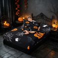 thumbnail image 4 of Homewish Halloween Ghost Bat Twin Sheets, Spider Web Pumpkin Bedding, Black Orange, 3pcs (1 Flat Sheet, 1 Fitted Sheet and 1 Pillowcase), 4 of 6