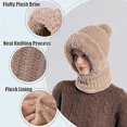 thumbnail image 4 of Women’s Thermal Knit Hood, 3 in 1 Lined Winter Hat, 3-in-1 Beanie Hat with Scarf and Mask for Women Windproof(Beige), 4 of 7