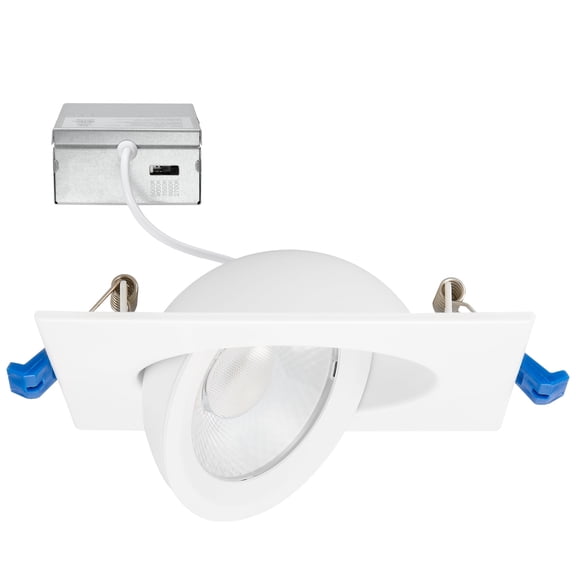 Maxxima 4 in. Adjustable Slim Square Recessed LED Floating Gimbal Downlight, 1000 Lumens, 5 CCT Color Selectable 2700K-5000K