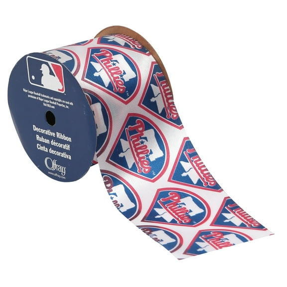 Offray 2.5" MLB Philadelphia Phillies Ribbon, 9 Feet, 1 Each