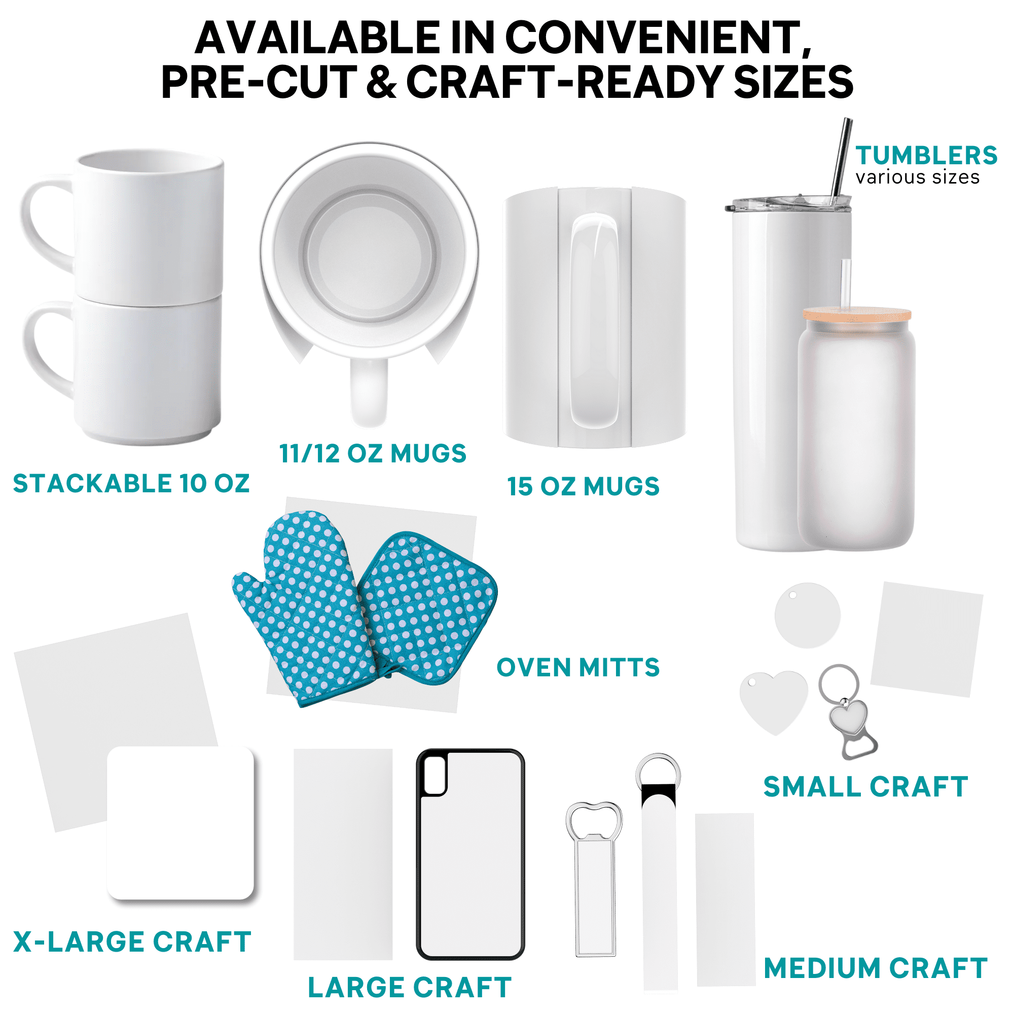 Precut Butcher Paper Sheets for Sublimation Tumblers & Beer Can Glass (various sizes), White, Uncoated