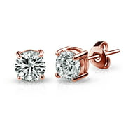 Rose Gold Solitaire Crystal Stud Earrings Created with Swarovski® Crystals