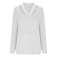 thumbnail image 3 of IROINNID Womens Sweater V-Neck Pullover Sweater Solid Color Comfy Mid-Length Long Sleeve Autumn Sweater Blouse Tops, 3 of 5