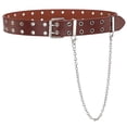 thumbnail image 1 of Cinturón de cuero con doble ojal y cadena desmontable para mujeres y hombres, cinturón vaquero estilo Punk Rock, 1 of 4