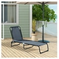 thumbnail image 2 of Folding Chaise Lounge Pool Chair, Patio Sun Tanning Chair, Outdoor Lounge Chair with 4-Position Reclining Back, Breathable Mesh Seat for Beach, Yard, Patio, Gray, 2 of 5