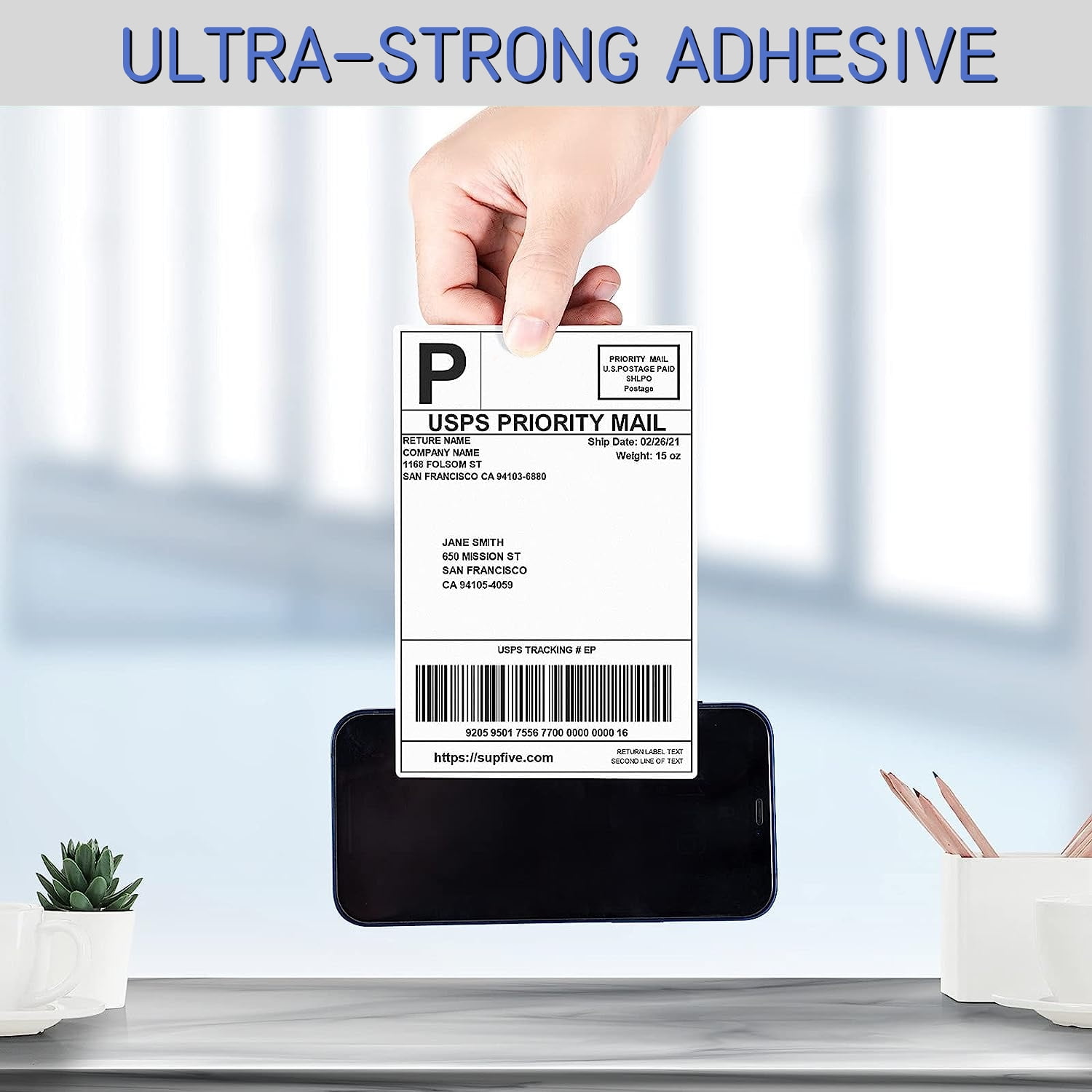 NefLaca 4x6 Thermal Labels, White Perforated Shipping Labels, Permanent-Adhesive, for Zebra, Fargo, Elton, Rollo and Other Thermal Printer Labels (500 Labels/Stack, 2 Stacks)