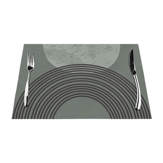 YFYANG Washable Heat-Resistant Placemats, 70% PVC/30% Polyester, Bohemian Style Abstract Rainbow Kitchen Table Mat, 12" x 18" 6 Piece