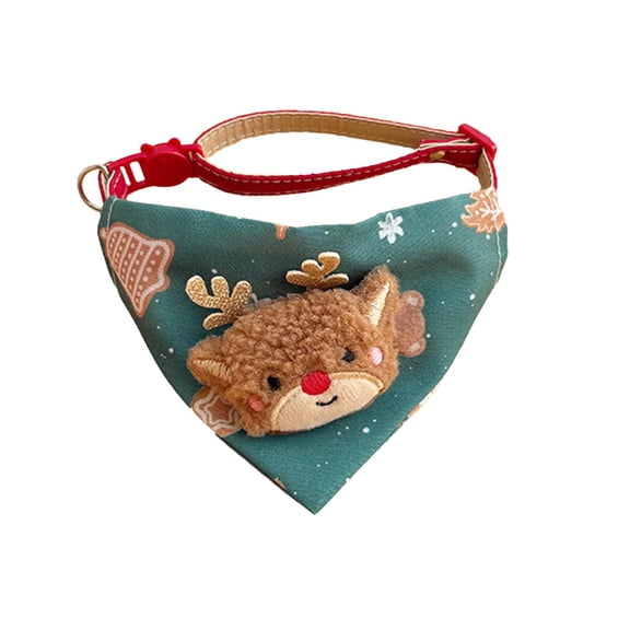 Colorful Christmas Pet Bandana Collar For Cats And Dogs, Red Reindeer Print Adjustable Neck Scarf With 3D Decoration, Festive Accessory To Add Cuteness And Holiday Ceremony