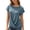 Blue, variant on Venzia Women‘s Solid Crew Neck Short Sleeve T-Shirt – Elegant Twisted Hem Blouse with Subtle Tailored Fit, Casual Summer Top BlueC XL