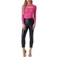 thumbnail image 2 of INSPIRE CHIC Valentine's Day Women's Floral Lace Cutout Front Long Sleeve See Through Sheer Blouse Top L Hot Pink, 2 of 5
