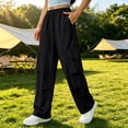 thumbnail image 2 of PNTUTB Women's Workwear Pants Casual Stylish Solid-Color Quick-Dry Wide-Leg Pants Elastic High-Waist Drawstring Loose Pants with Multiple Pockets, 2 of 7