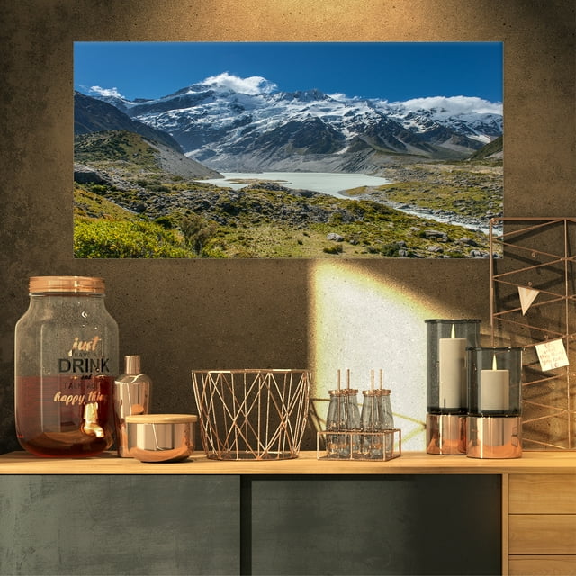 Montagnes Vertes et Blanches de Nouvelle-Zélande - Impression sur Toile Paysage