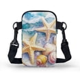 thumbnail image 2 of HELLHERO Starfish and Conch Patterns Crossbody Sling Bag for Adult Polyester Messenger Bag with Zipper, 2 of 7