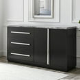 thumbnail image 3 of Steve Silver Camila Indoor Modern 66" Width Sideboard with Gray Genuine Marble Top, Ebony, 3 of 5