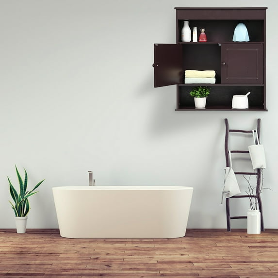 Bathroom Wall Cabinets Above Toilet, Wall-Mounted Bathroom Storage Cabinet Over The Toilet, Contemporary Space Saver Bathroom Cabinets, Kitchen Hanging Organizer Cabinets, Brown, A1955