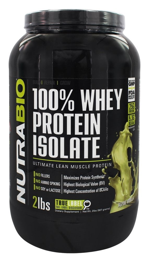 NutraBio 100 Whey Protein Isolate Alpine Vanilla 2 lbs. Walmart