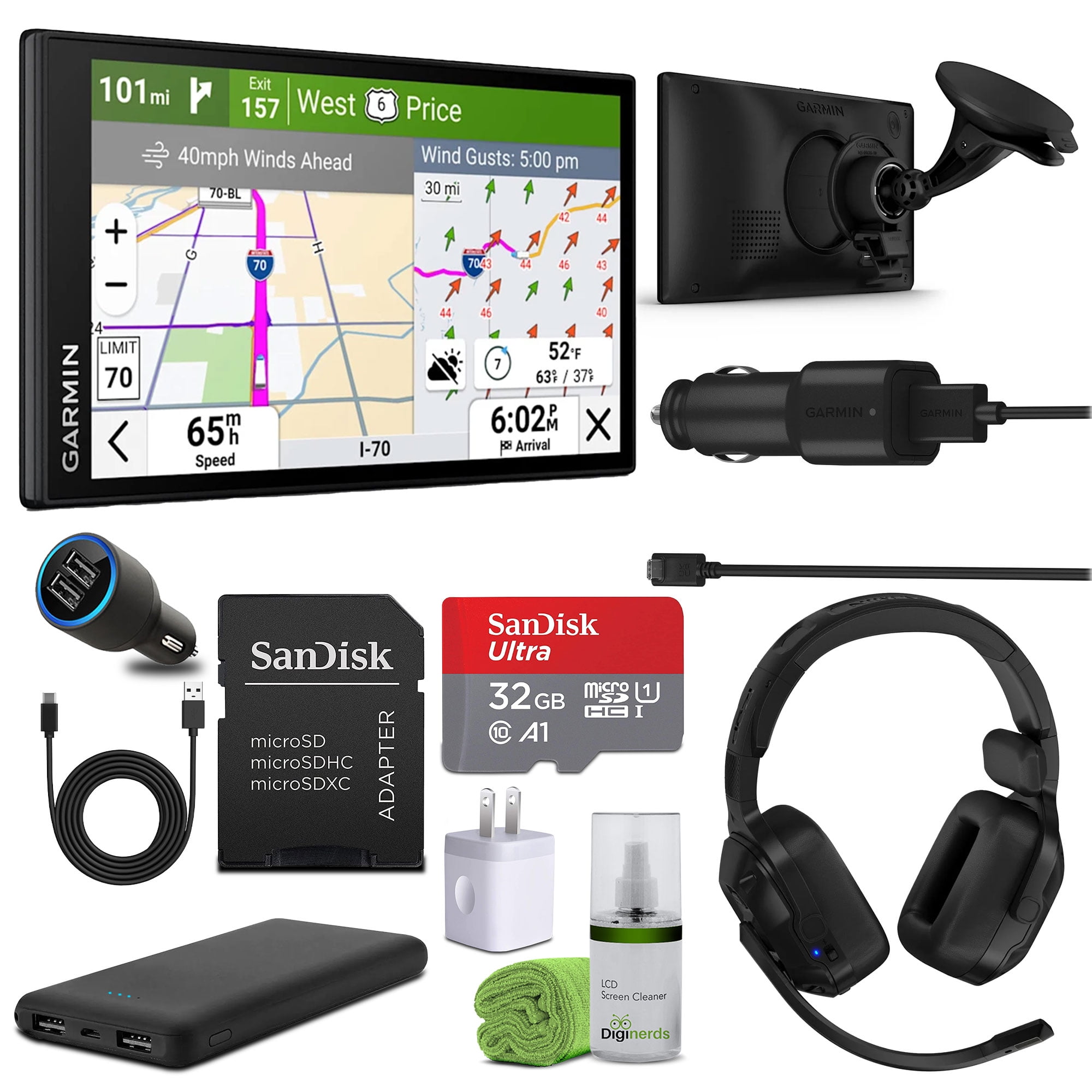 Garmin Dezl OTR620 GPS Truck Navigator 6" Display Touchscreen, Commercial GPS Navigation for Semi-Truck Drivers with 32GB SD Memory Card + dēzl Headset 210 Premium 2-in-1 Trucking Headset
