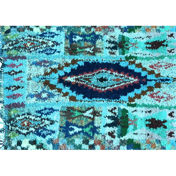 Ahgly Company Indoor Rectangle Oriental Light Blue Modern Area Rugs, 2' x 3'