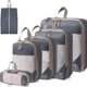thumbnail image 1 of Juego de 6 bolsas organizadoras de viaje con compresión, Organizadores de Viaje para Equipaje con Doble Cierre, Ahorra Espacio, Impermeable Organizador de Maleta, para Ropa, Equipaje (Gris), 1 of 4