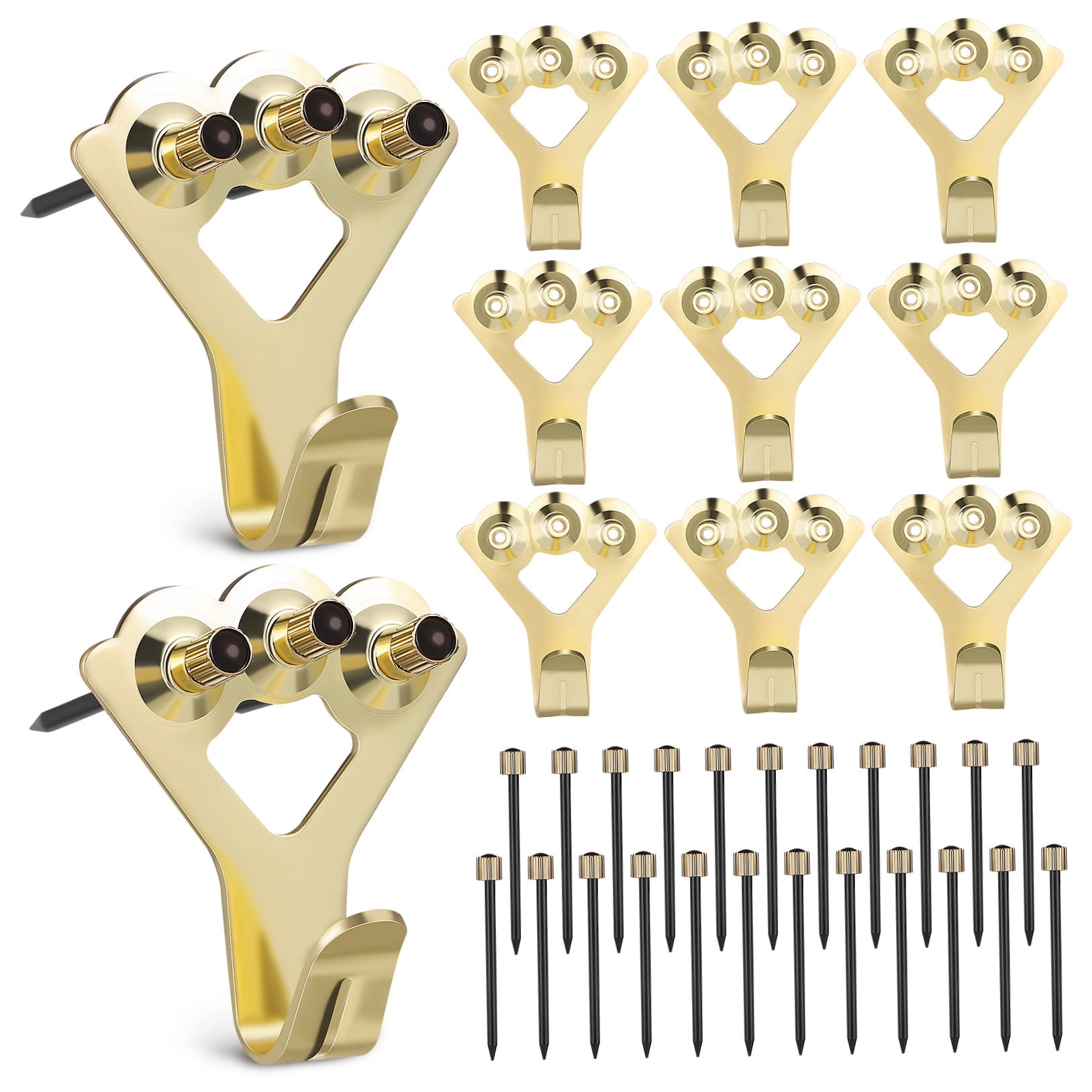 ULTNICE 20Pcs Heavy Duty Picture Hangers with Elegant Golden Finish for Secure Wall Mounting