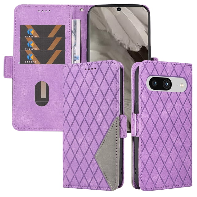 Compatible with Google Pixel 8 PU Leather Wallet Case with Card Holder Magnetic Closure Cover