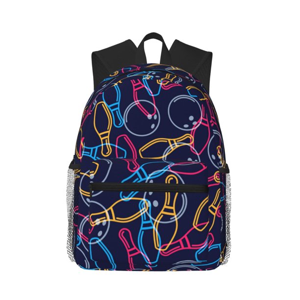 Disketp Multicolor Bowling Mochila Ligera Clásica con Múltiples Bolsillos, Mochila Casual para Hombre y Mujer, Ideal para Escuela, Trabajo y Viajes