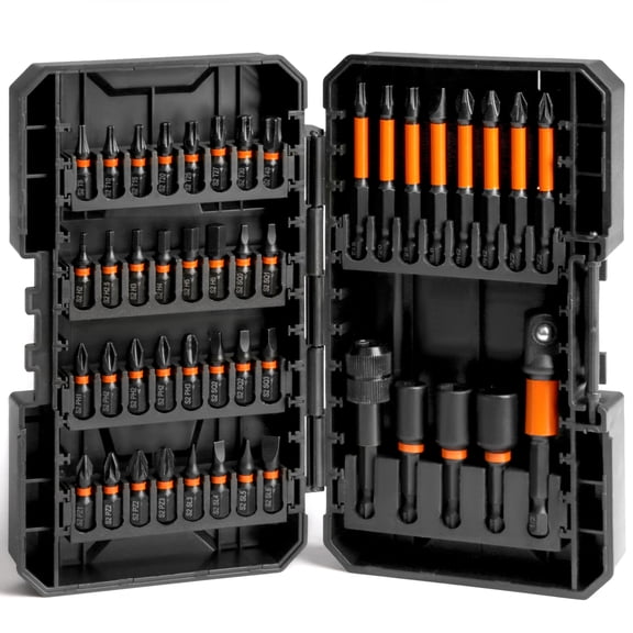 Tonsiki 45 Pieces Impact Screwdriver Bit Set, S2 Steel Magnetic Hex/Torx/Pozidriv/Slotted/Phillips/Square Bits and Nut Driver Power Tool Bits Professional All in ONE Tool Kit for Household Repair