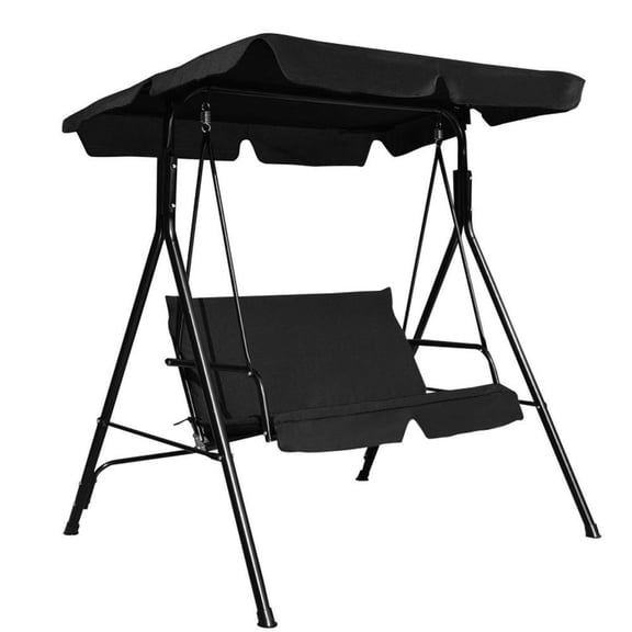 Aimee Lii Loveseat Cushioned Patio Steel Frame Swing Glider, Outdoor Patio Furniture for Balcony Porch Backyard, Sturdy -Black