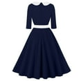 thumbnail image 4 of PuLe 【New】 Summer Short Sleeve Dress Women 3/4 Sleeve Square Neck Lapel 1950s Vintage Audrey Hepburn Style Cocktail Swing Dresses Retro 50s 60s Wedding Prom Dress, 4 of 8