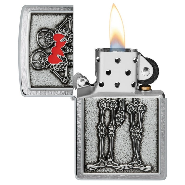 Zippo Couple Love Emblem Brushed Chrome Pocket Lighter