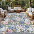 thumbnail image 2 of Blue Pink Spring Floral Outdoor Rug for Patio/Deck/Porch, Non-Slip Large Area Rug 3 x 5 Ft, Vintage Summer Botanical Indoor Outdoor Rugs Washable Area Rugs, Reversible Camping Rug Carpet Runner, 2 of 8