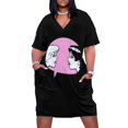 thumbnail image 2 of Vestido retro holgado con bolsillos y pegatinas gráficas para mujer, vestido de moda para mujer, vestidos de noche, 2 of 7