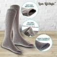 thumbnail image 4 of Lian LifeStyle Women's 1 Pairs Awesome, Breathable, Fancy and Cozy Knee High Cotton Boot Socks HR158212 Size 6-9 Grey1p5, 4 of 6