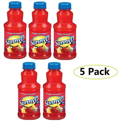 Sunny D Orange Strawberry Juice, 16 oz Plastic Bottles 5 Pack