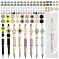 thumbnail image 1 of POINTERTECK 140PCS Beadable Pens Kit Daisy Themed DIY Beaded Pens Multicolor Beads Assorted Bead Pens Black Ink Bead Pens Set Replaceable, 1 of 7