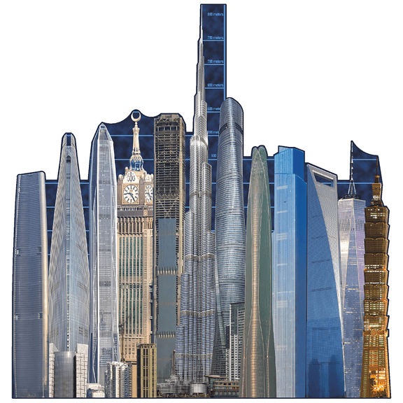 Worlds Tallest Buildings Top 12 Scale Model Cardboard Cutout Standee Standup