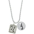 thumbnail image 1 of Delight Jewelry Silvertone Pebble Border Initial - N Silvertone Script Initial Disc - J - Charm Necklace, 20"+3", 1 of 4