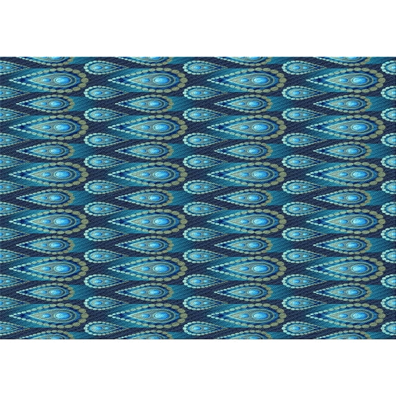 Ahgly Company Indoor Rectangle Patterned Macaw Blue Green Area Rugs, 8' x 10'