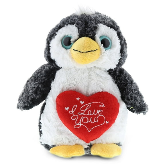 DolliBu I Love You Plush Marine Wild Penguin Stuffed Animal with Heart - 9 inches