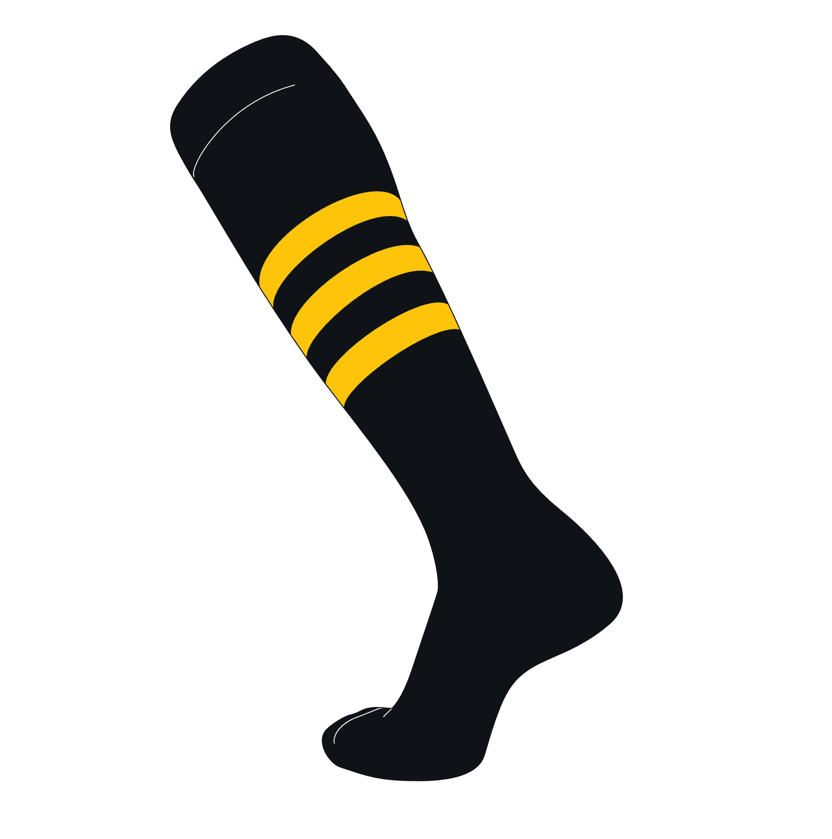 TCK Elite Baseball Football Knee High Striped Socks (B) Black, Gold (M