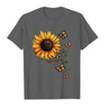 thumbnail image 3 of Women's Short Sleeve Shirts Sunflower Pattern Dressy Casual Summer Tops 2025 Trendy Blouses Cute T-Shirts Outfits Clothes, 3 of 6