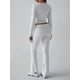 thumbnail image 5 of Conjuntos de Salón para Mujer, Conjuntos Casuales Y2K de 2 Piezas, Tops Cortos de Corta, Pantalones Acampanados con Pliegues y Chándales. Gris M, 5 of 9