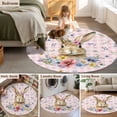 thumbnail image 5 of Round Area Rug 4 Ft, Bunny Easter Washable Non-Slip Circle Carpet for Living Room/Bedroom, Pink Plaid Spring Floral Pastoral Low-Profile Crawling Mats Collection Rugs for Indoor, 5 of 7